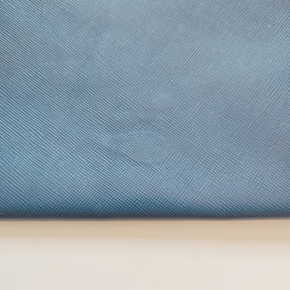 PRADA Saffiano Leather Blue Zip Clutch Pouch Bag Silver Hardware - Picture 6 of 14